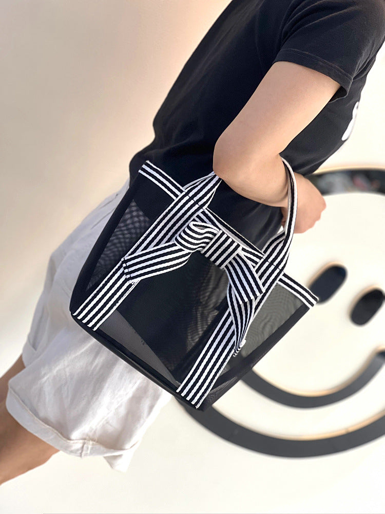 Transparent Mesh Hollow Portable Shopping Wash Handbags