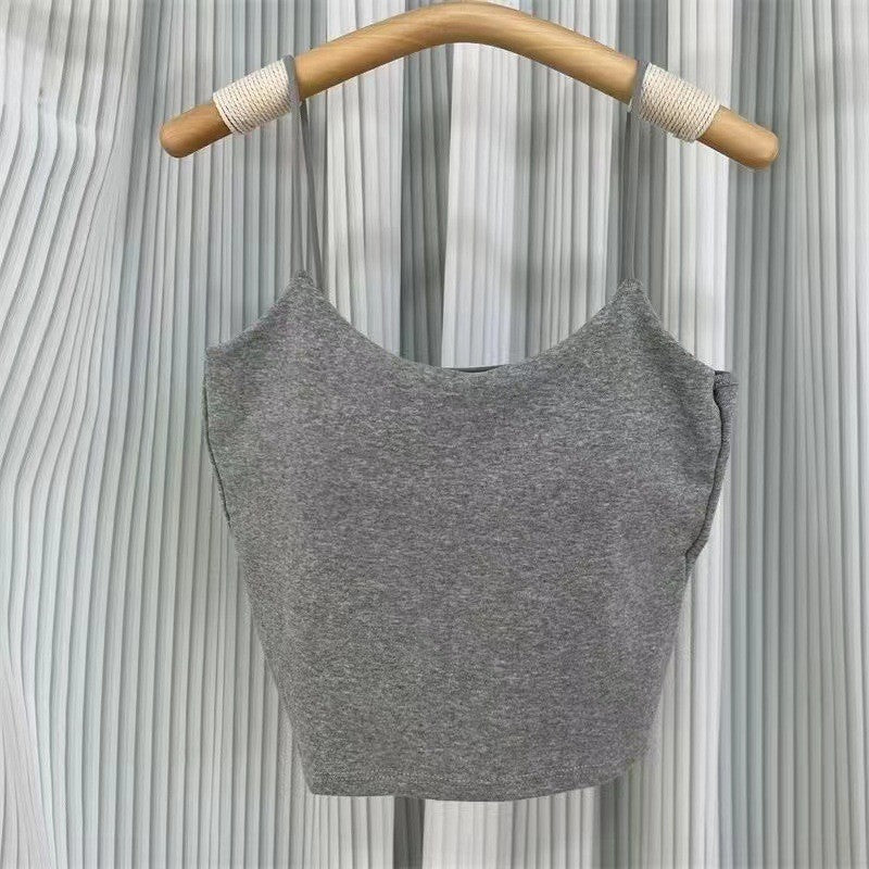 Women's Beauty Back Sleeveless Short Top With Chest Tanks Camis
