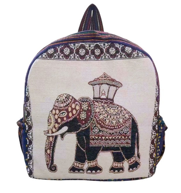 Style Gold Silk Embroidered Elephant National Backpacks