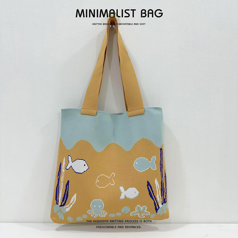 Women's Octopus Cartoon Versatile Large Capacity Good-looking Shoulder Bags