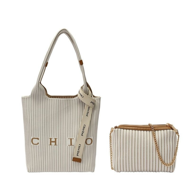 Women's Louver Sunken Stripe Large Capacity Design Shoulder Bags