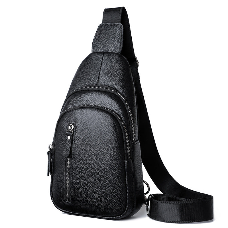 Men's Leather First Layer Cowhide Texture Men's Chest Bags