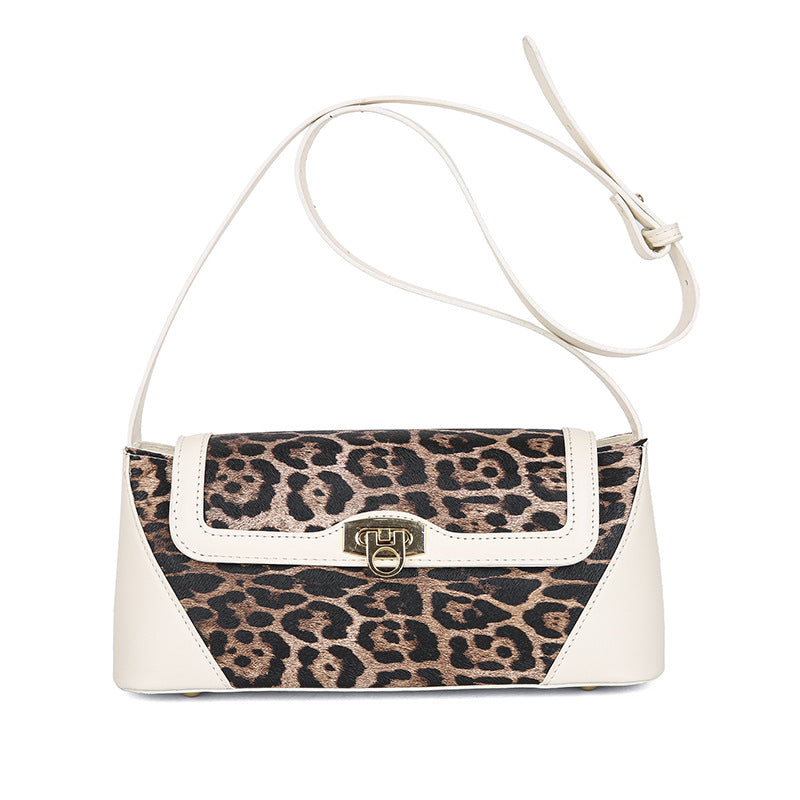 Women's Leopard Print American Style High-grade Stitching Crossbody Bags