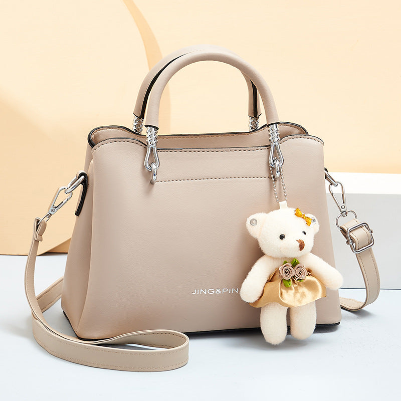 Women's Fashion Large Capacity Soft Leather Bear Shoulder Bags