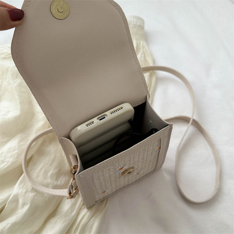 Casual Straw Mobile Female Summer Fashion Phone Bags