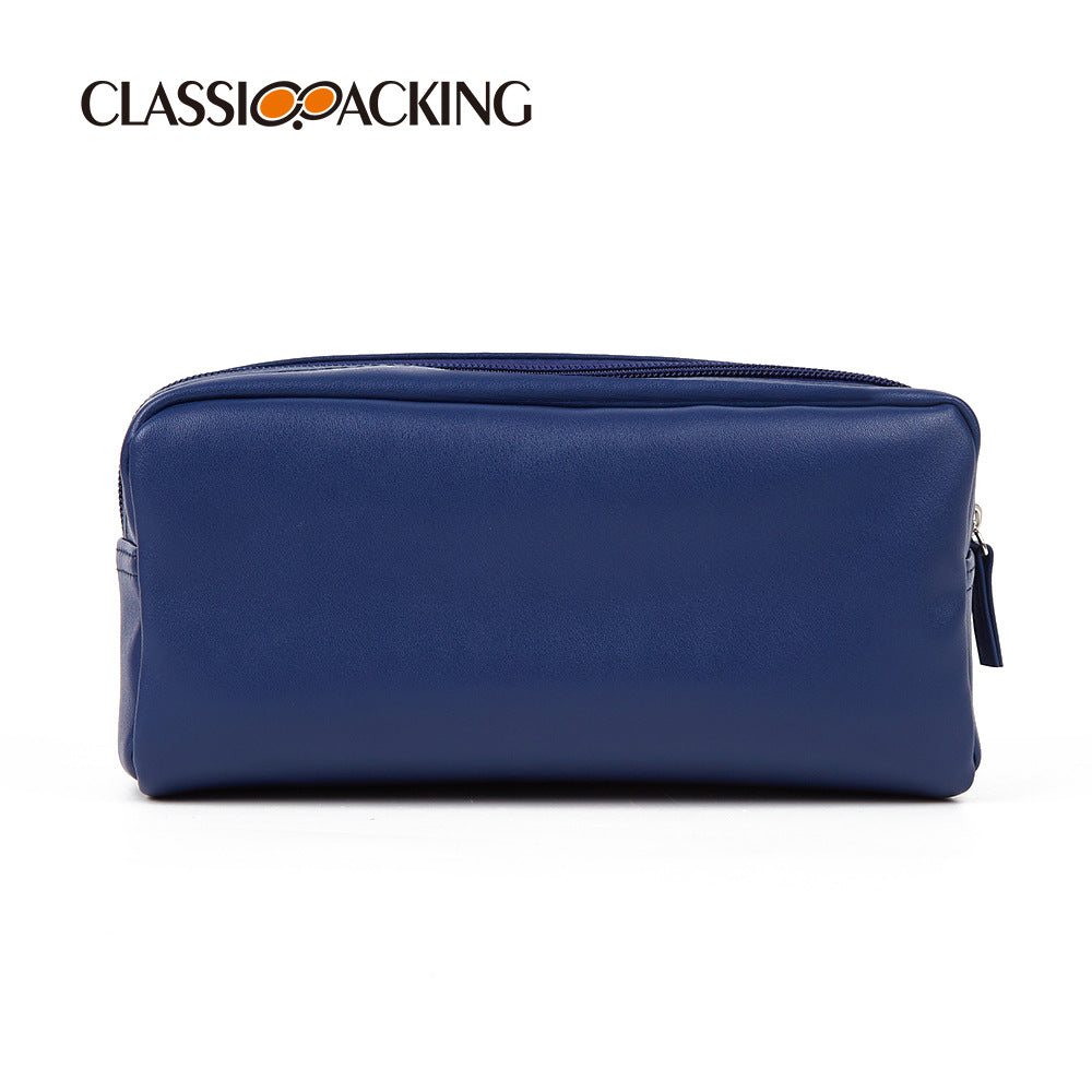 Women's & Men's Style Solid Color Wash Leather Waterproof Cosmetics Bags