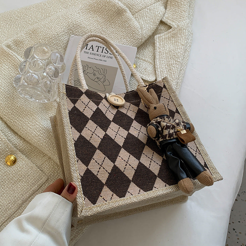 Women's Linen Fashion Out Style Western Lunch Handbags