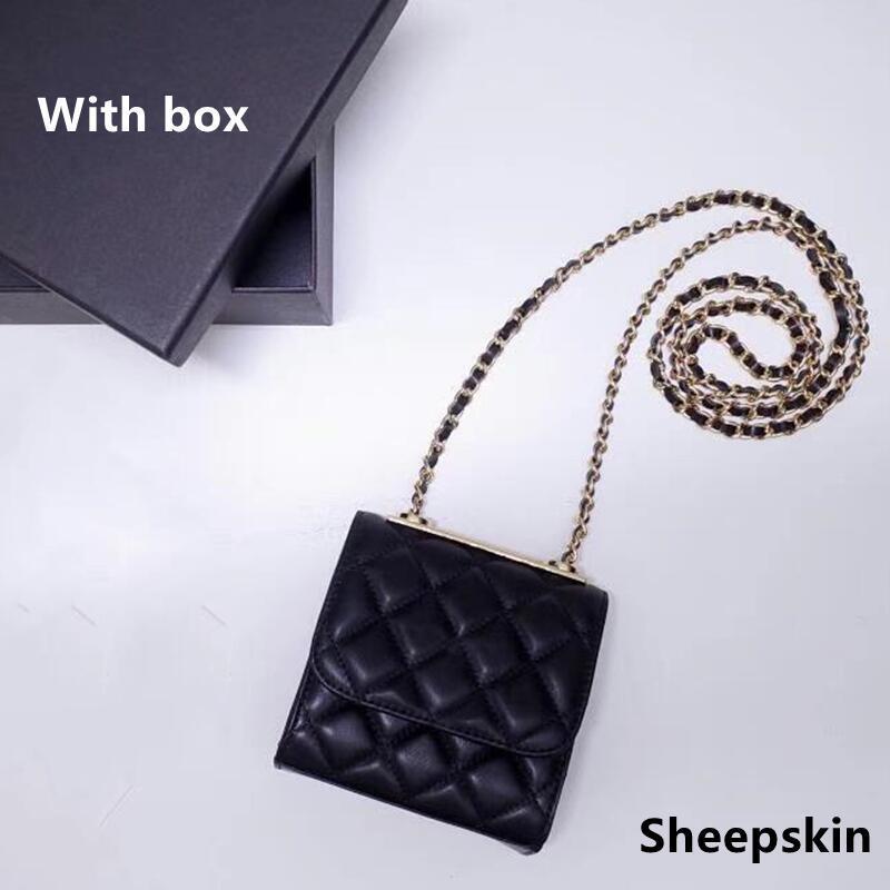 Women's Diamond Style Mini Chain Sheepskin Flap Bags