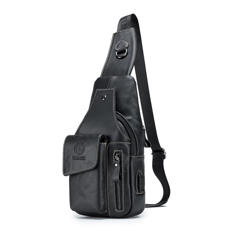 Men's Genuine Leather Retro First Layer Cowhide Men's Chest Bags