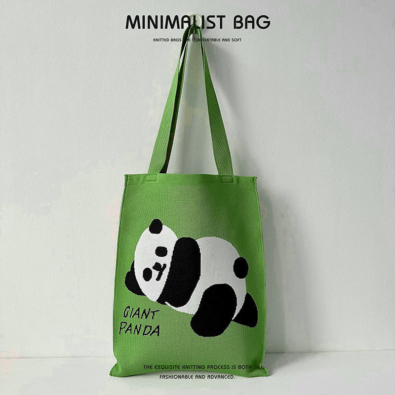 Design Cute Panda Knitted Korean Style Shoulder Bags