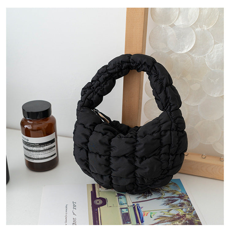 Women's Pleated Cloud Niche Plaid Bubble Down Handbags