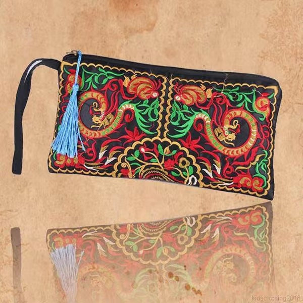Ethnic Style Embroidered Long Retro Dinner Handbags