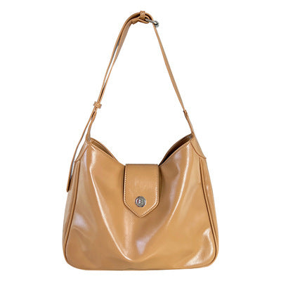 Women's Korean Retro Oil Waxed Leather Large Shoulder Bags