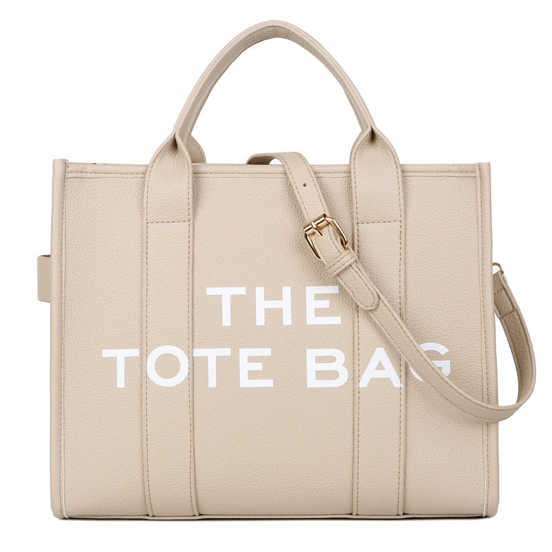 Women's Solid Color Letter Simple Large Shoulder Bags
