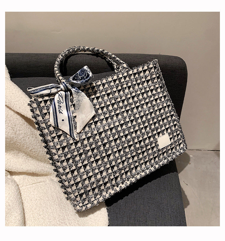 Plaid Female Class Commuter Canvas Large Capacity Women's Shoulder Bag