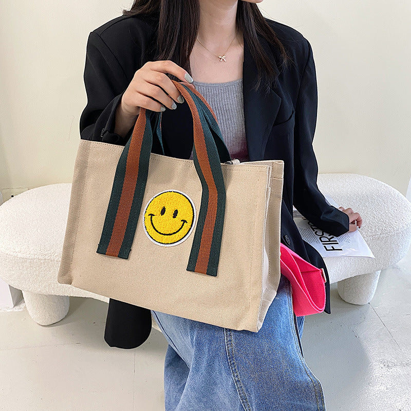 Korean Style Thick Plush Smiley Face Shoulder Bags