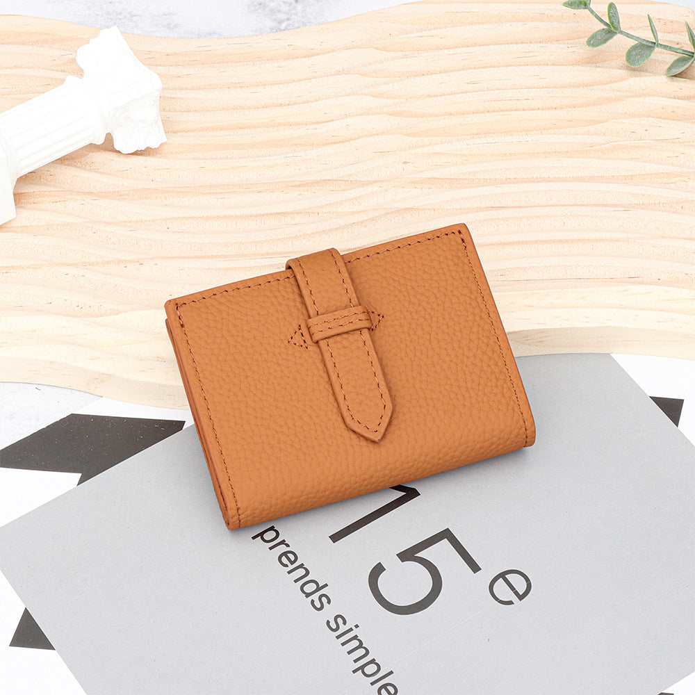 Versatile Women's Leather Mini Fold Short Ladies Wallet