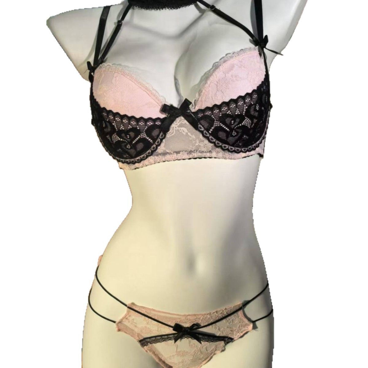 Lace Edge Support Gathering Top Thin Lingerie Sets