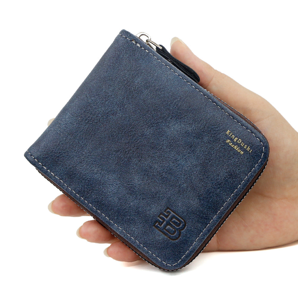 Men's Popular Frosted Short Scarf Multiple Slots Large Men's Wallet