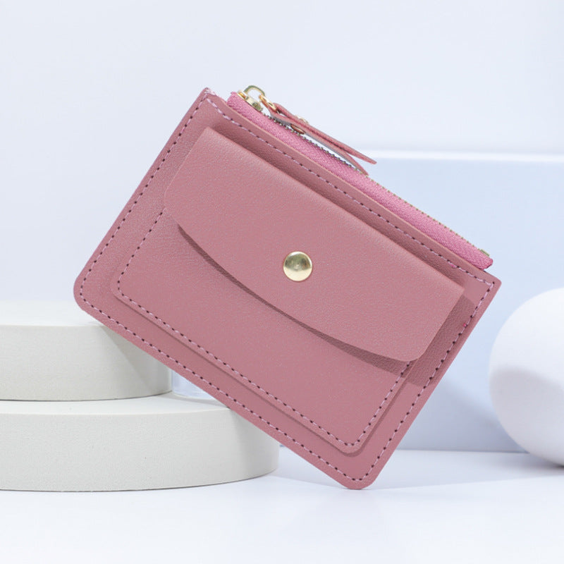 Zipper Slot Female Candy Color Crocodile Card Holder