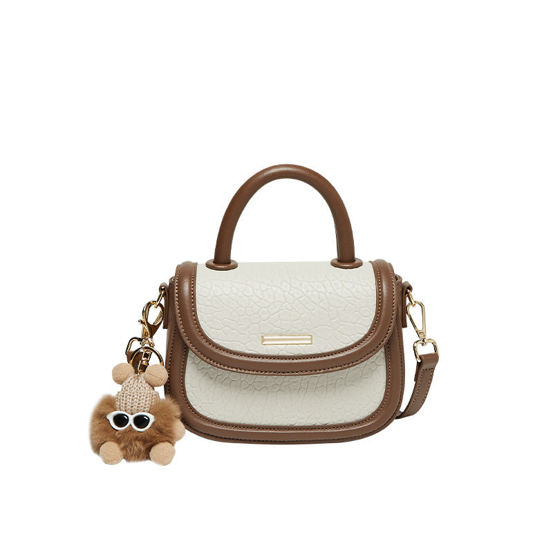 New Women's Contrast Color Saddle Leather Handbags