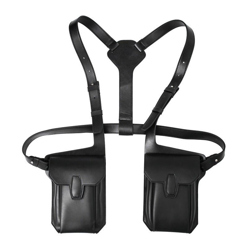 Women's & Men's & Work Retro Fashion Green Vest Mobile Men's Chest Bags