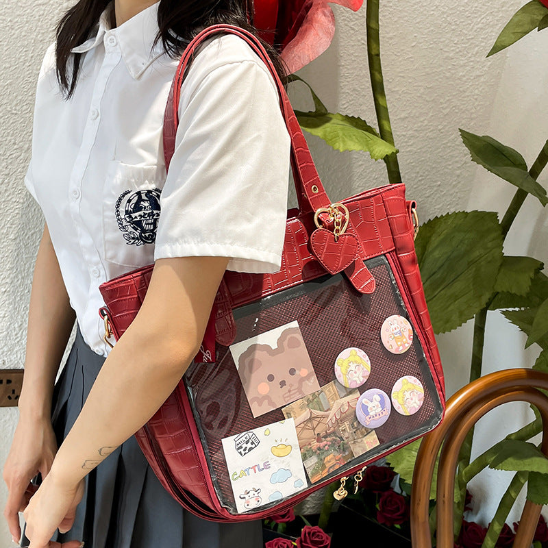 Cartoon Underarm Crocodile Pattern Transparent Portable Crossbody Bags
