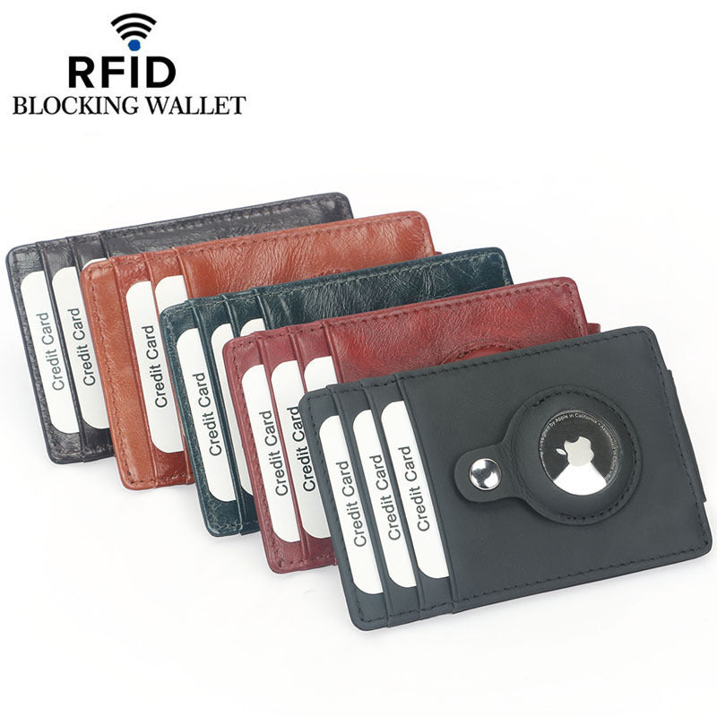 Apple Tracker Protective First Layer Cowhide Card Holder