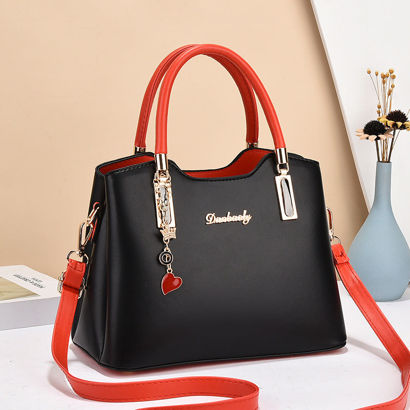 Women's Simple Contrast Color Large Capacity Mom Handbags