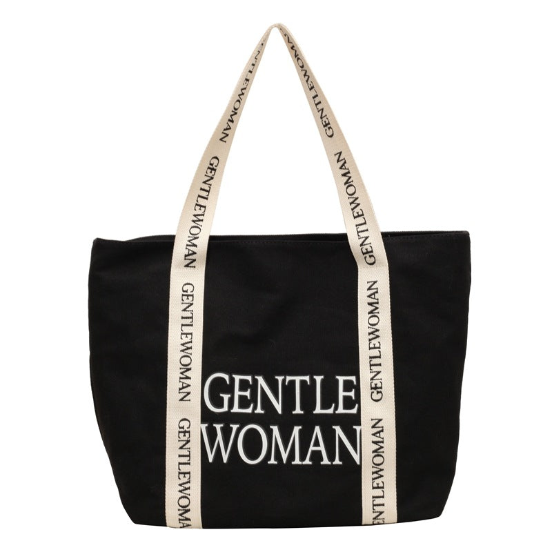 Letter Contrast Color Large Capacity Wide Shoulder Bags