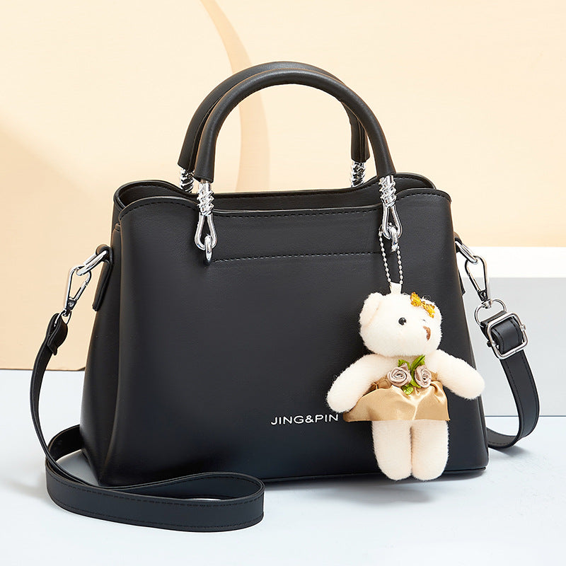 Women's Fashion Large Capacity Soft Leather Bear Shoulder Bags