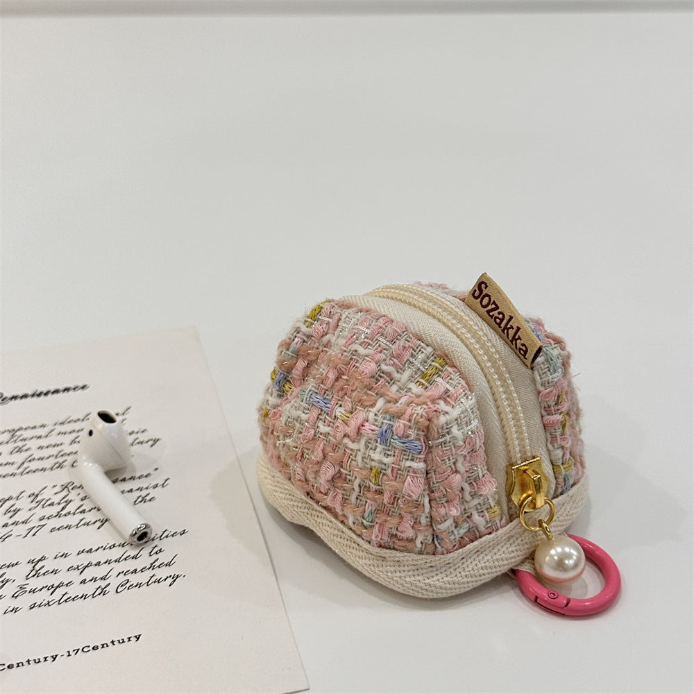 Woolen Plaid For Apple Wireless Headset Protective Coin Purses