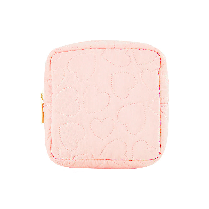Quilted Cute Pink Large Capacity Toiletry Makeup Bag
