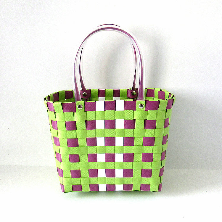 Women's Plastic Woven Knitted Basket Handmade Decorative Creative Handbags
