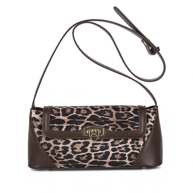 Women's Leopard Print American Style High-grade Stitching Crossbody Bags