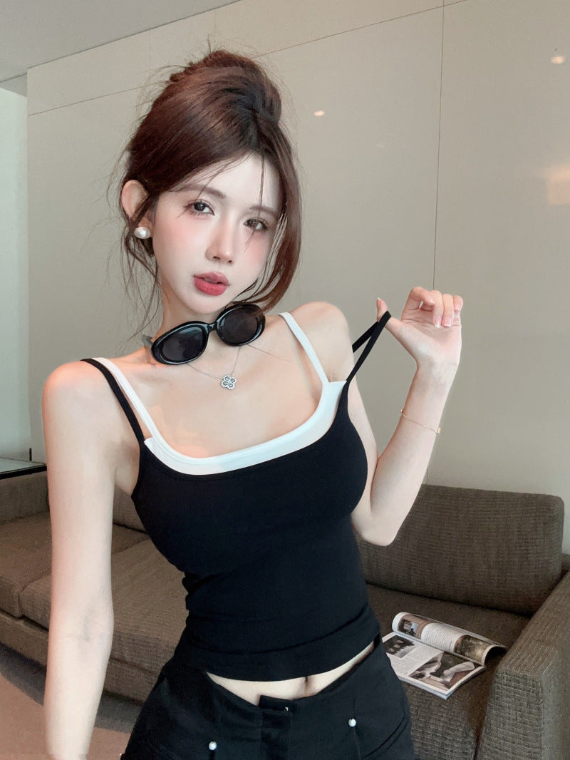 Women's Sense Padded Strap Vest Inner Match Tanks Camis