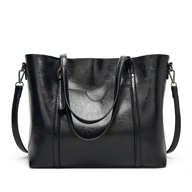 Women's Fashion Oil Wax Leather Portable Shoulder Bags