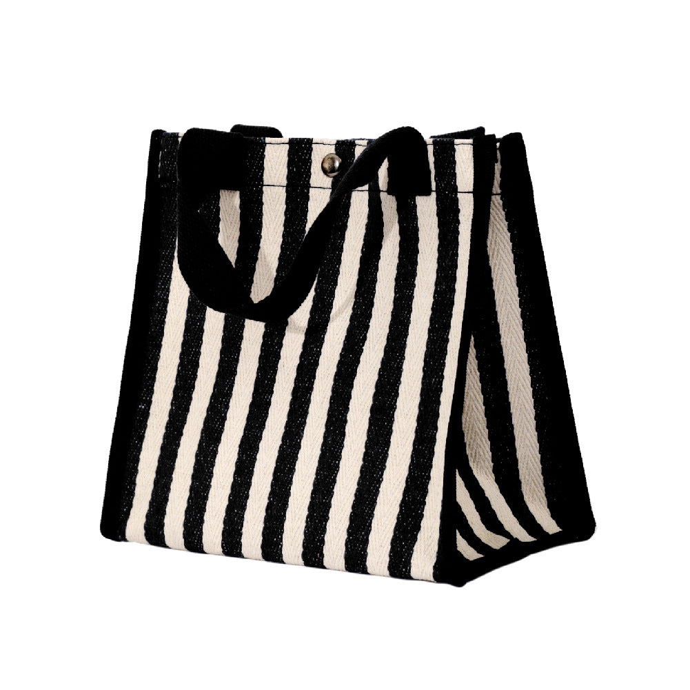 Striped Shopping Portable Thick Canvas Mom Handbags