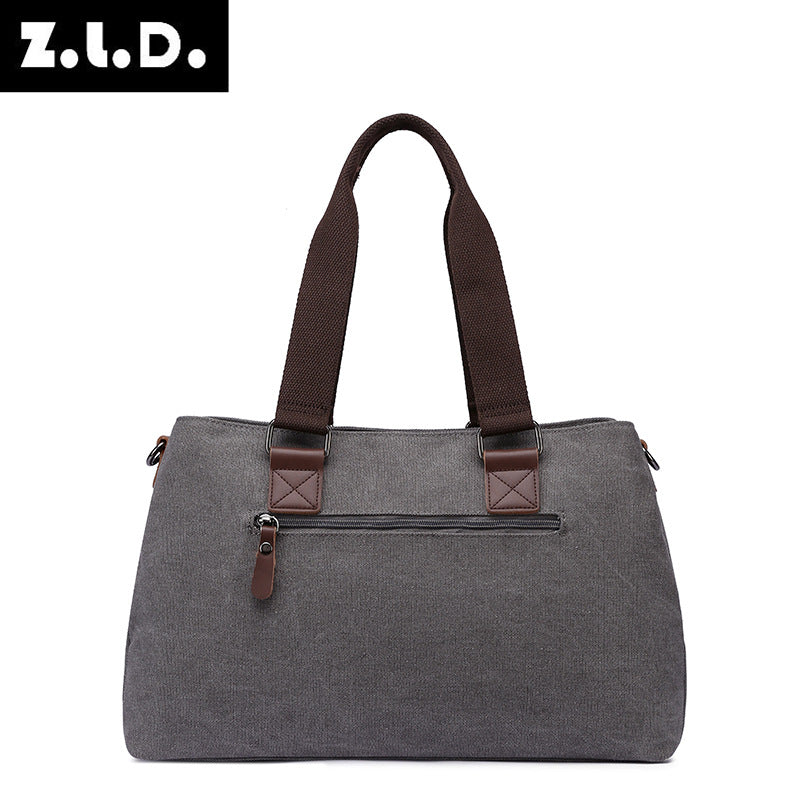 Women's Canvas Portable Solid Color Zipper Shoulder Bags