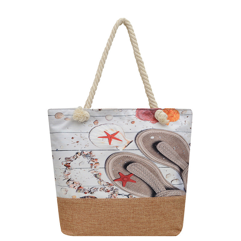 Style Linen Seaside Fashion Canvas Hemp Shoulder Bags