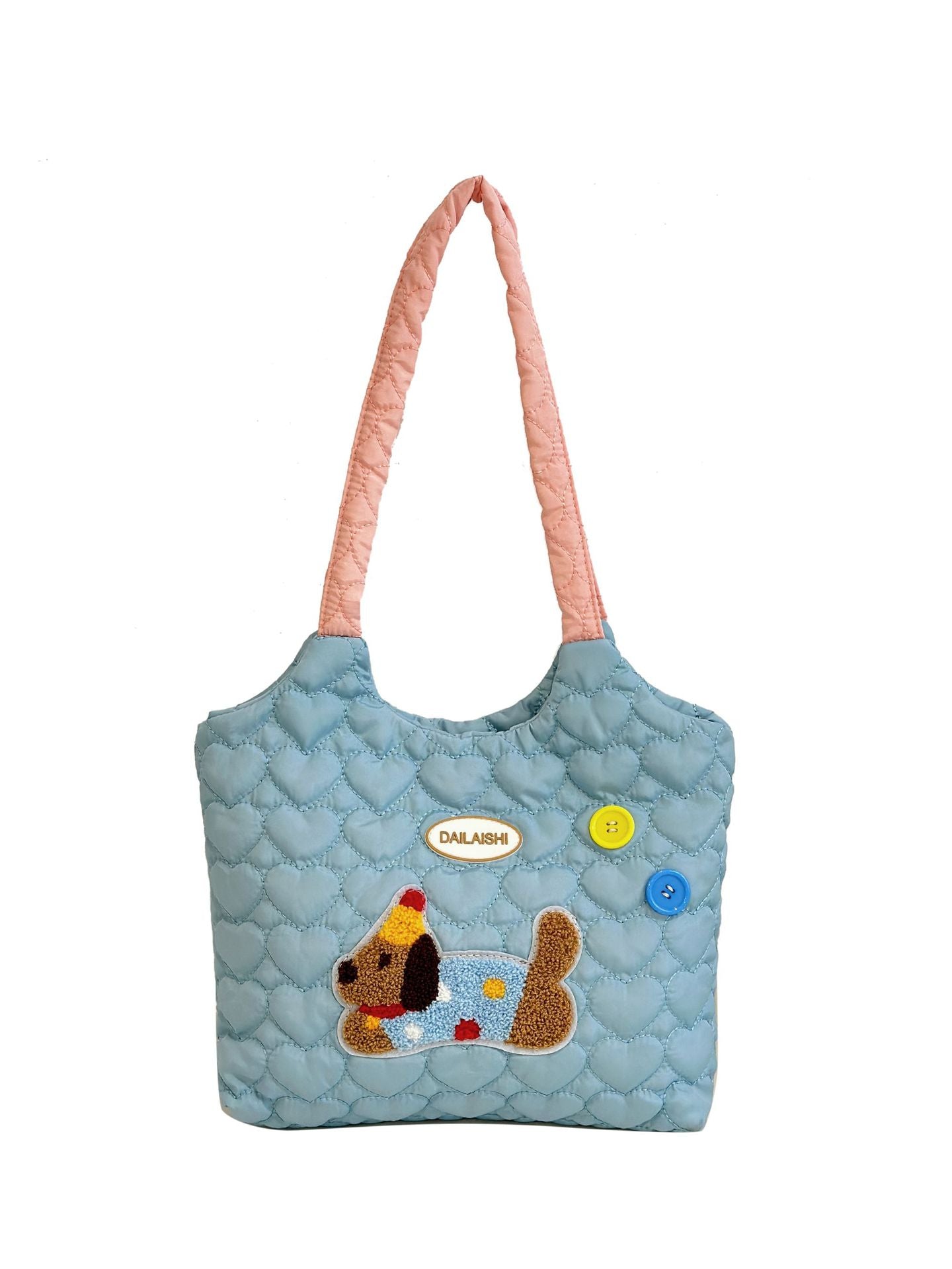 Women's Cartoon Quilted Love Hand Shopping Mummy Shoulder Bags