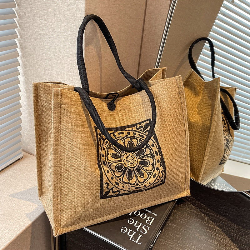Women's Capacity Linen Fashion For Moms Class Shoulder Bags
