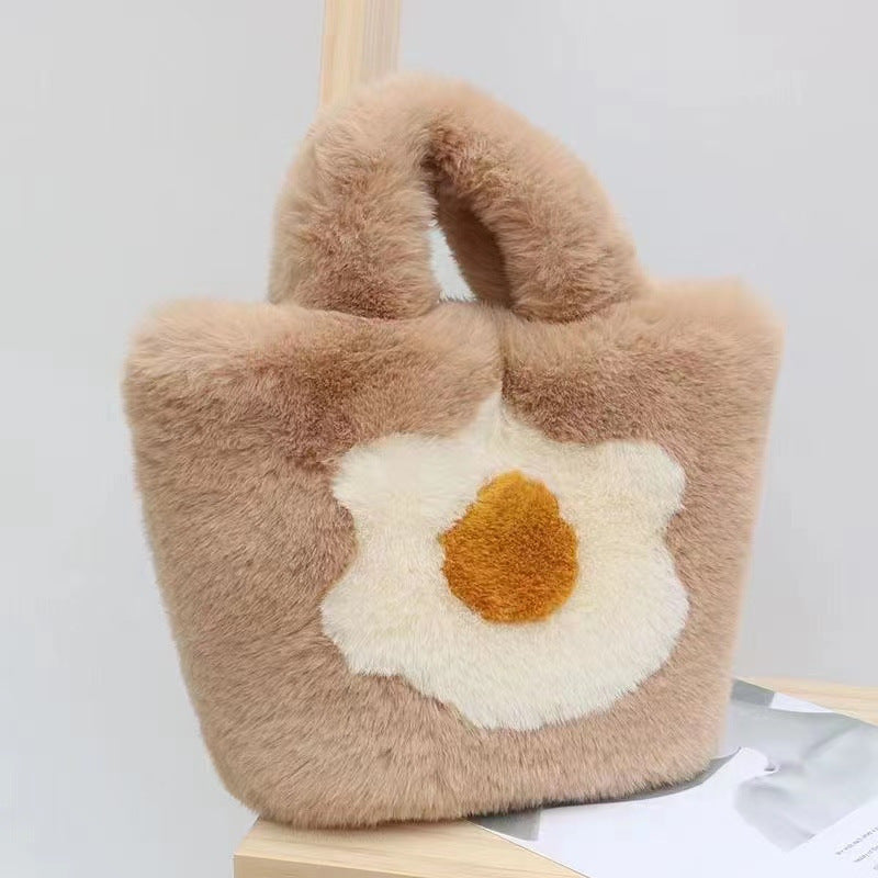 Women's Egg Portable Plush Leisure Large Capacity Bags