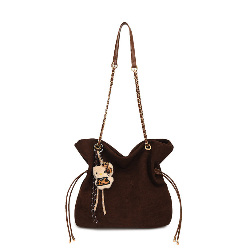 Women's Commuter Large Capacity Suede Vintage Trendy Underarm Drawable Women's Shoulder Bag