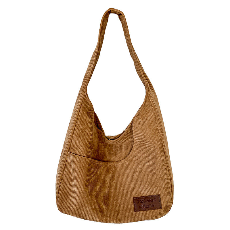 Women's Corduroy Cloth For College Large Capacity Shoulder Bags