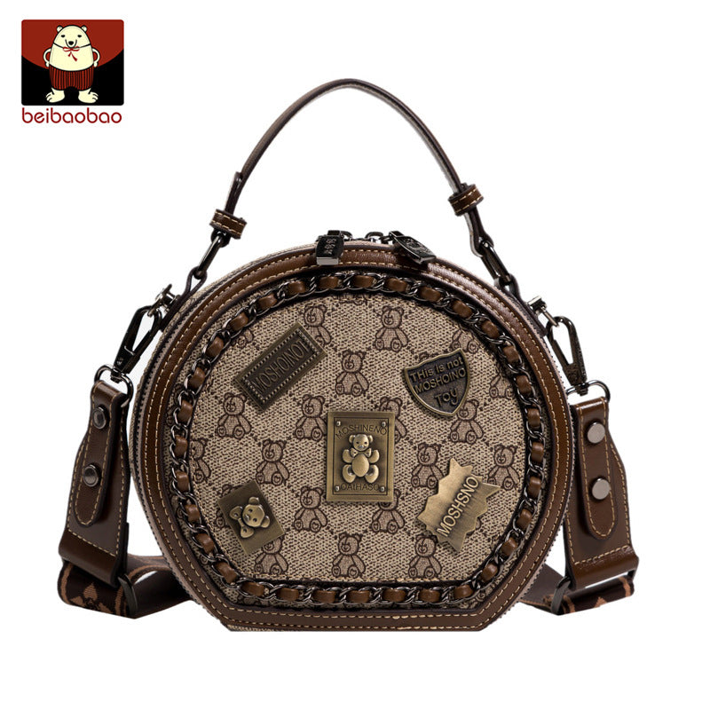 New Women's Source Fashion Badge Round Crossbody Bags