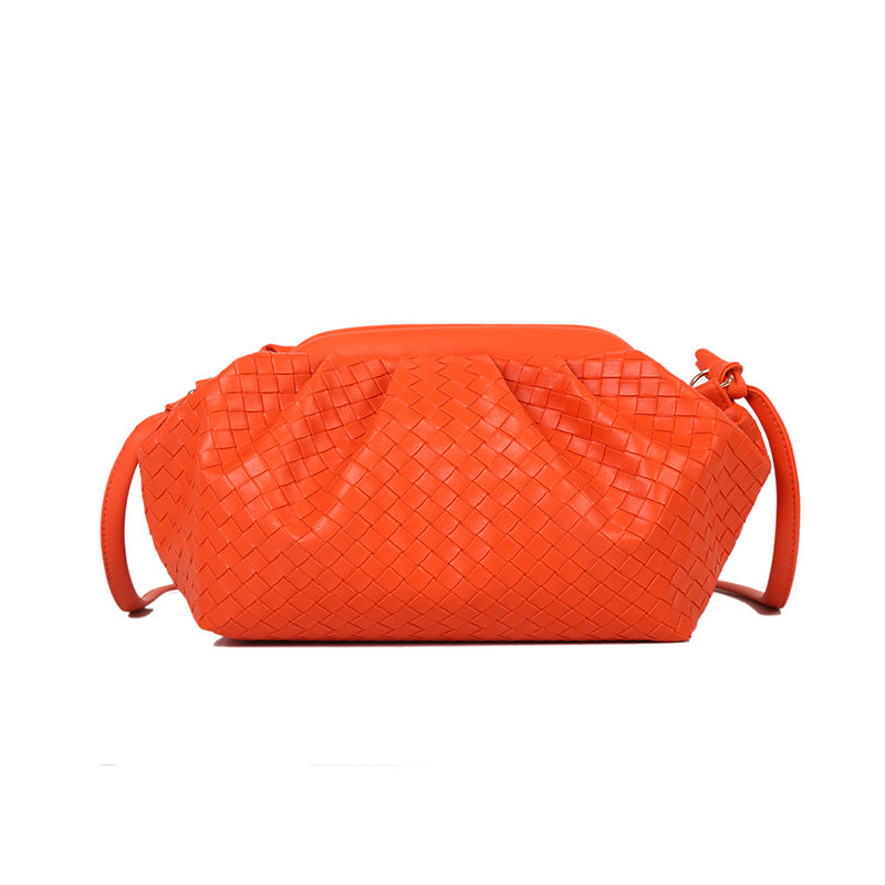 Women's Woven Cloud Solid Color Pleated Trendy Shoulder Bags