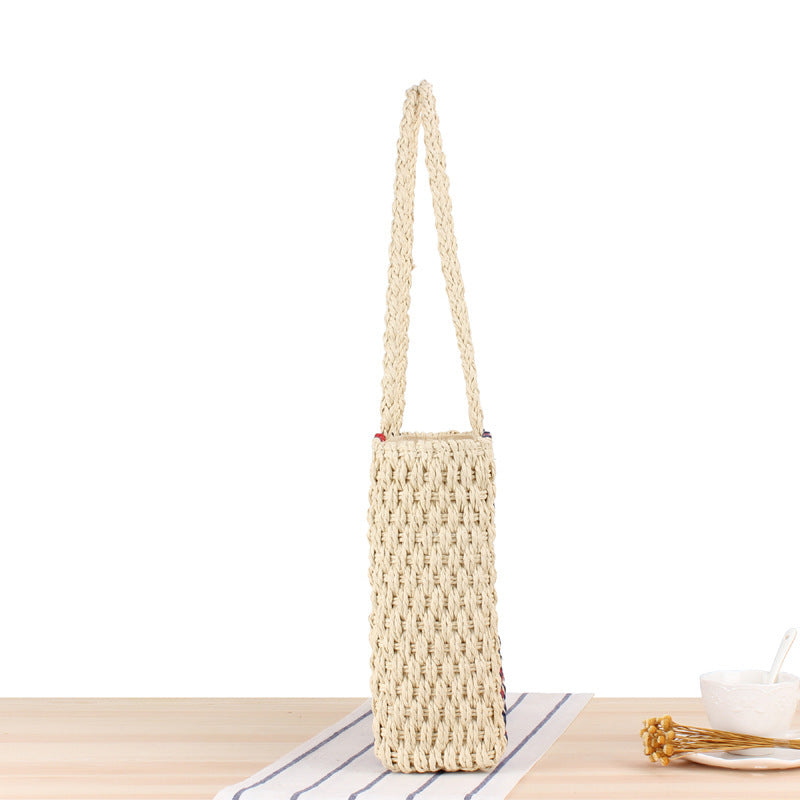 Women's Vertical Striped Straw Fashion Summer Vacation Shoulder Bags