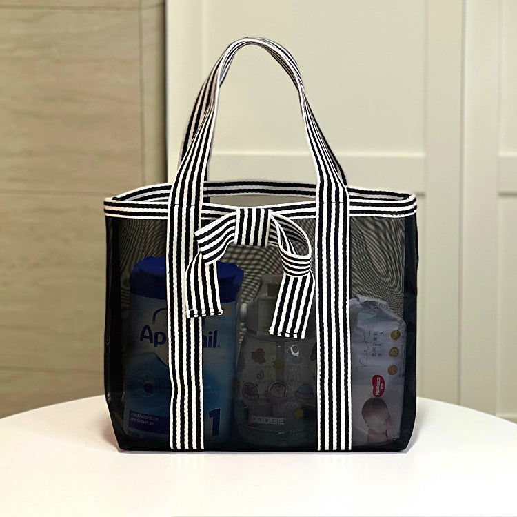 Transparent Mesh Hollow Portable Shopping Wash Handbags
