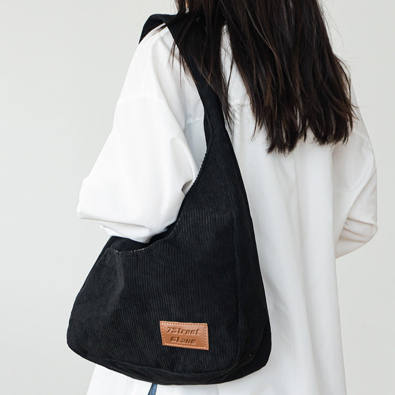 Women's Corduroy Cloth For College Large Capacity Shoulder Bags